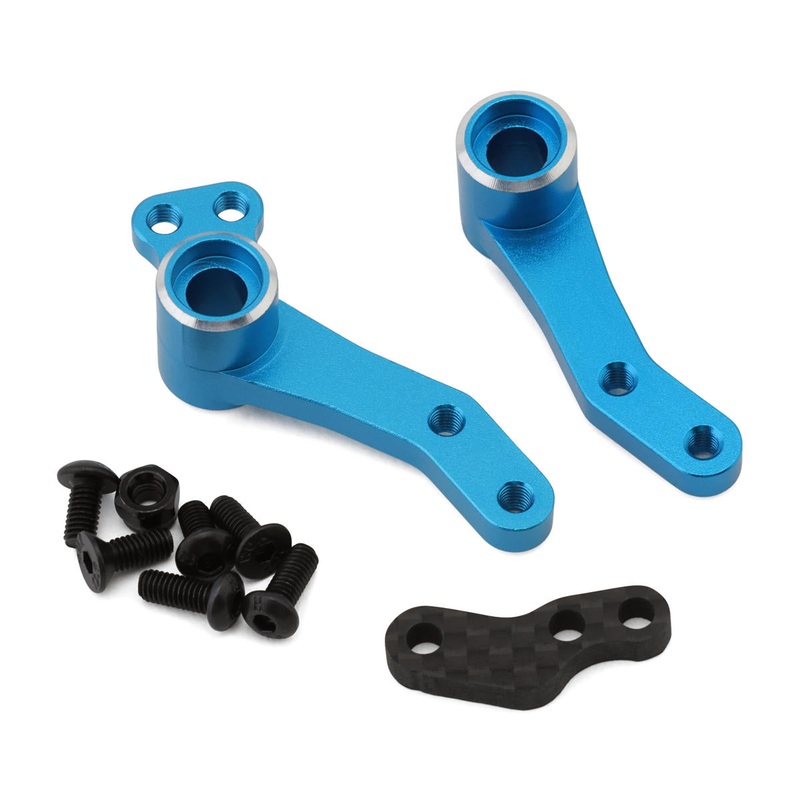 Team Associated DC10 Factory Team Aluminum Bellcrank Steering Arm Set (Blue)
