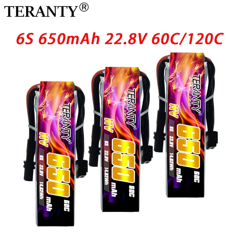 Teranty 6S HV 22.8V 650mAh 60C/120C Lithium Battery For FPV Drone 5Pcs