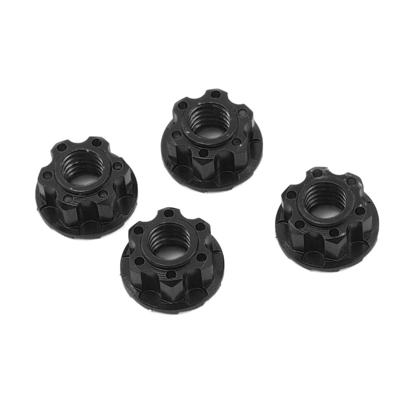 Yeah Racing 4mm Aluminum Serrated Wheel Lock Nut (4) (Assorted Colors) Black