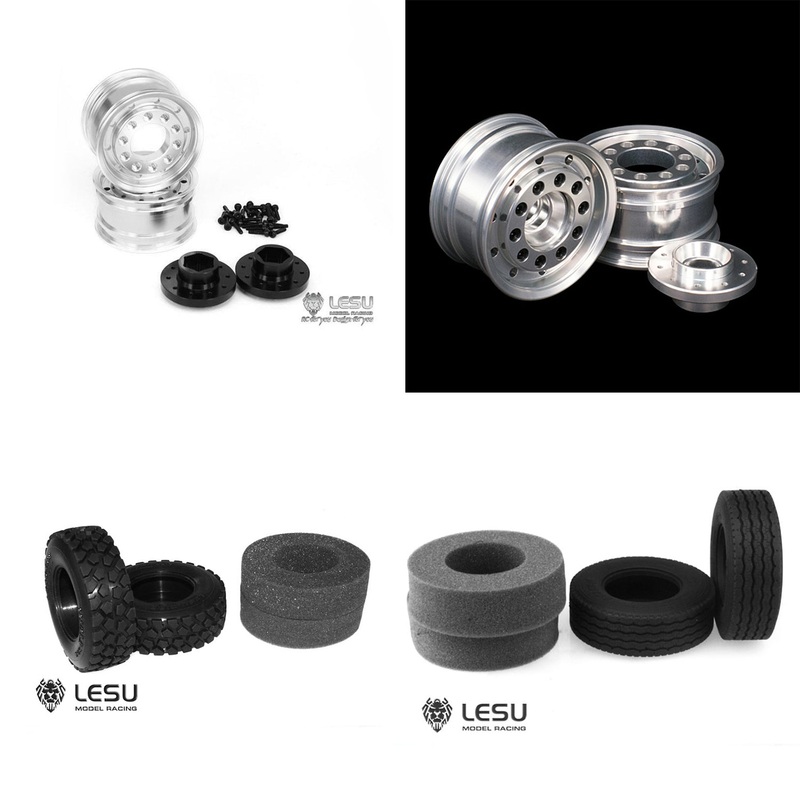 LESU Front Wheel Metal Hub Wheel Tyre Tire for 1/14 RC Tractor Truck Model Car Trailer Dumper Tamiya Replacement Part 1Pair Wheel Hub-Bearing Type
