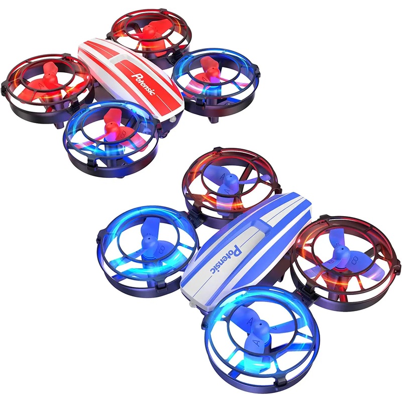 Potensic A21 Mini Drones – for Kids, 2 Pack IR Battle Drone with LED Lights, RC Quadcopter with 3D Flip, 3 Speeds, Headless Mode, Altitude Hold, Toy Gift for Boys Girls