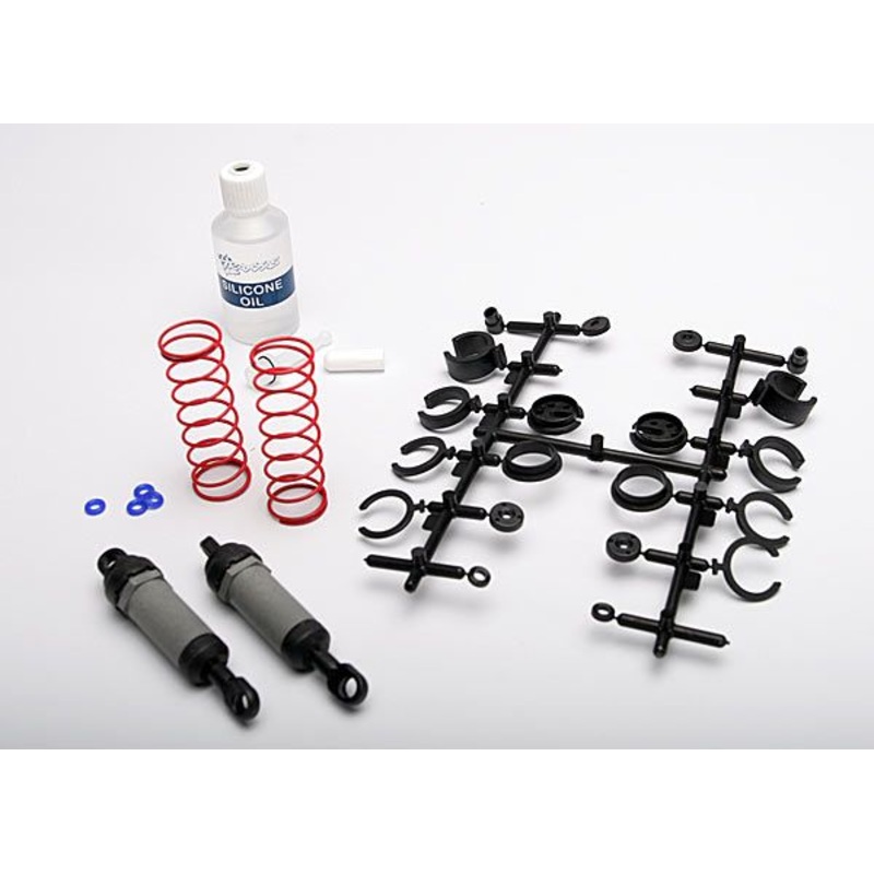 3760A Traxxas Ultra Shocks (grey) (long) (complete w/ spring pre-load spacers & springs) (2)