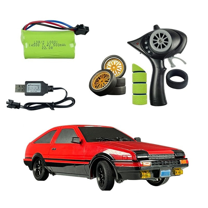 LDRC LD1801 1/18 Scale RC Drift Car RWD AE86 Racing Vehicles Flip Light Gyroscope High Speed DIY Model Ready to Run White