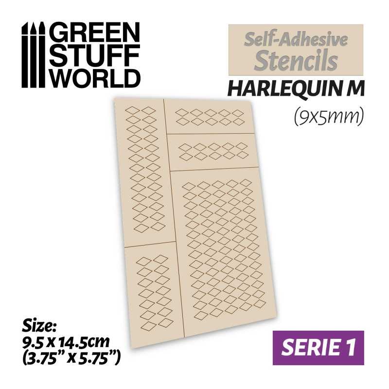 GREEN STUFF WORLD Self-adhesive stencils – Harlequin M – 9x5mm