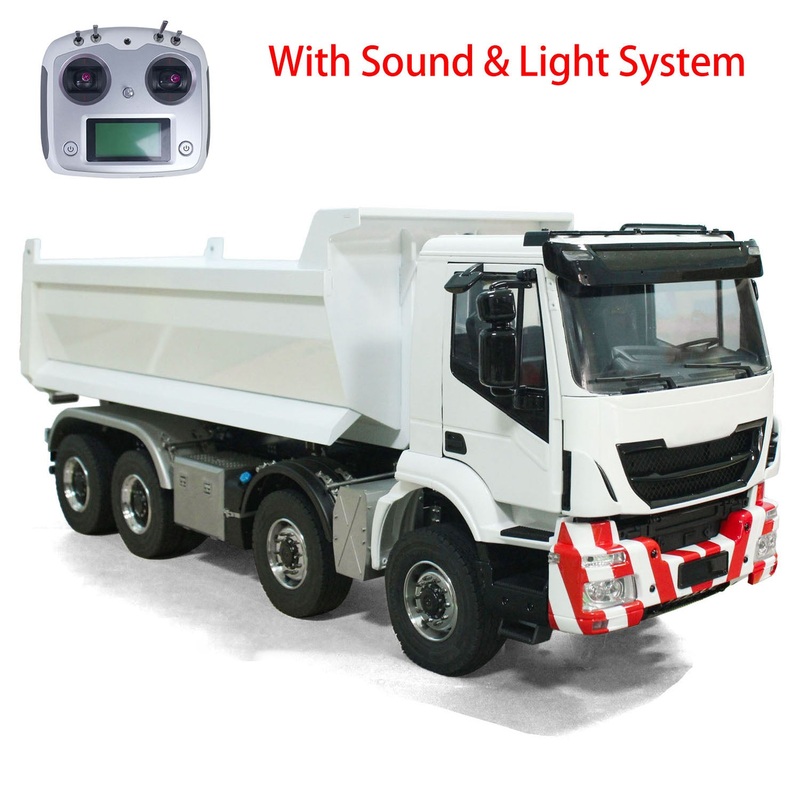 1/14 8×8 Metal Hydraulic RC Dumper Car Radio Controlled Full Dump Truck Sound Light PNP Vehicle 3-speed Transmission