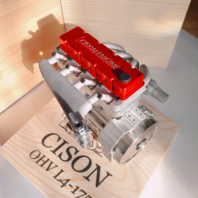 CISON L4-175 17.5cc Miniature OHV Four-cylinder Four-Stroke Engine Kits that Runs on Gas for RC Cars Ships New Version Assembly Version