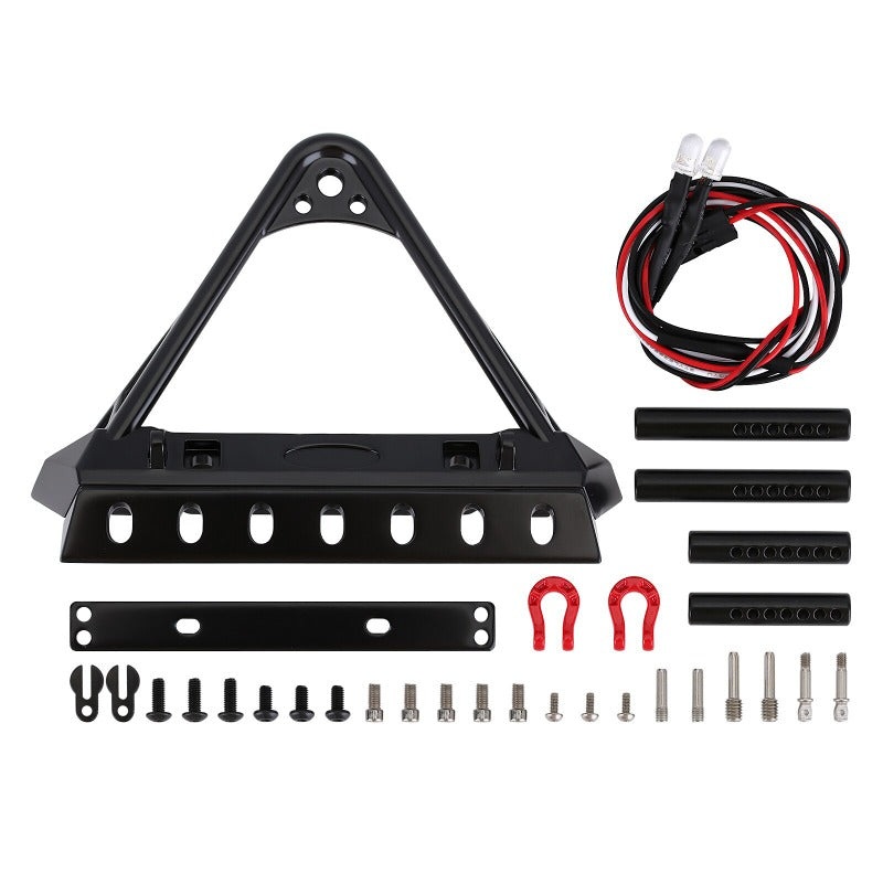 YQB-F35 INJORA Black Metal Front Bumper With Lights For 1/10th Scale RC Crawler