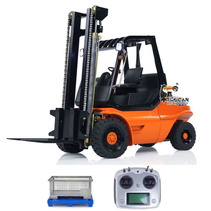 1/14 Hydraulic RC Forklift Wheeled Transfer Car Metal Construction Vehicles Orange and Black