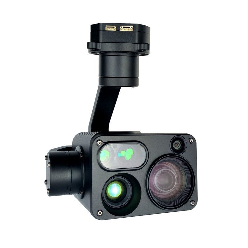 TOPOTEK DIT30B Four-Sensor Drone Gimbal Camera with 30X Optical Zoom, 1080P EO, 640512 IR Thermal Imaging, and 1800m Laser Range Finder