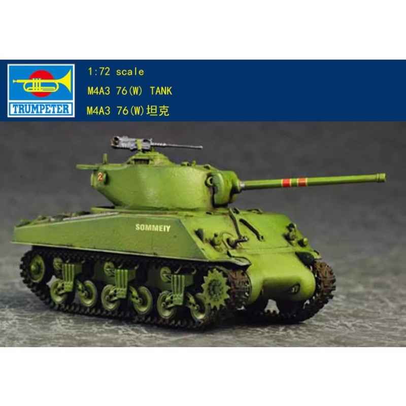US STOCK TRUMPETER Military Model 1/72 Scale New Unassembled Unpainting Plastic Sherman M4A3 (76)W Tank 07226 Static Kit DIY